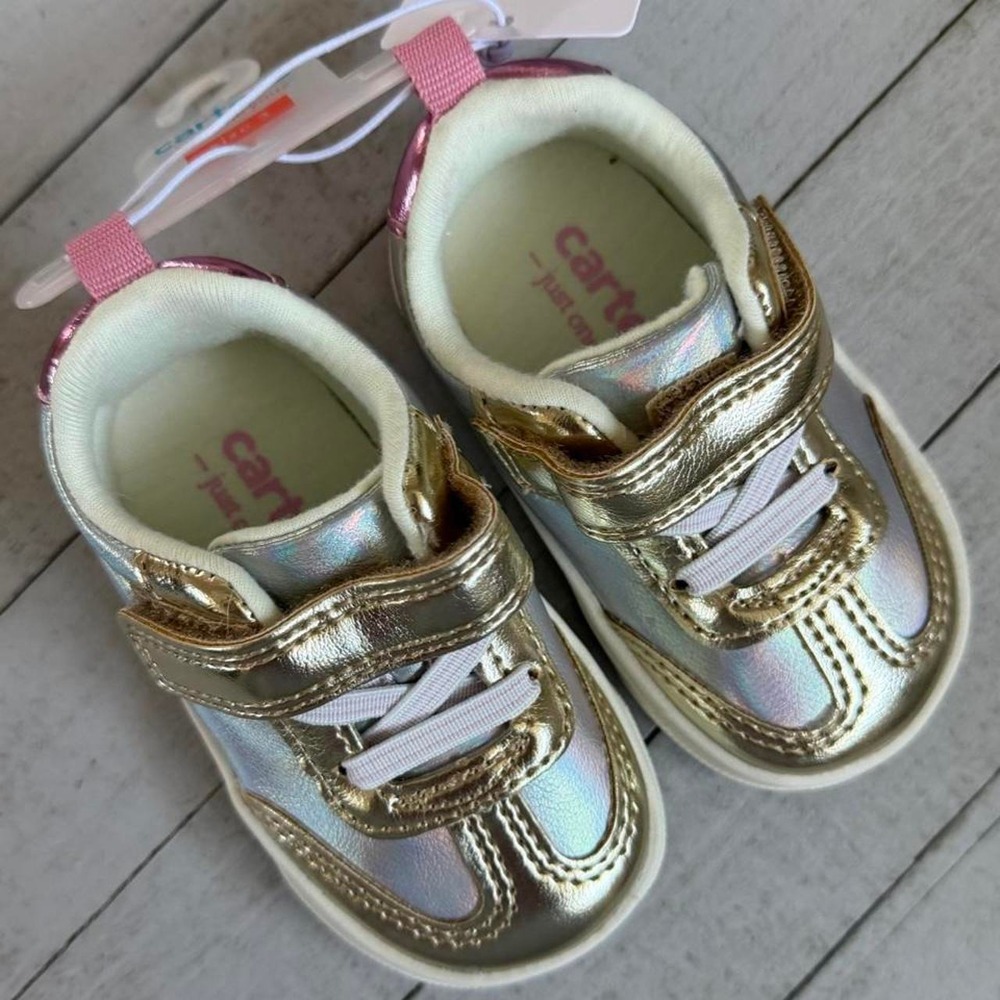 Carter's Baby Girl Silver & Gold Sneakers Shoes Size 3